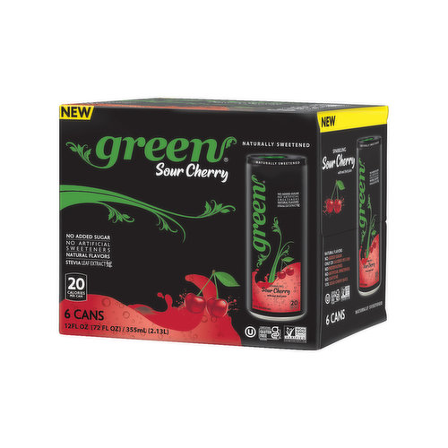 Green Sour Cherry, 6 Pack Cans