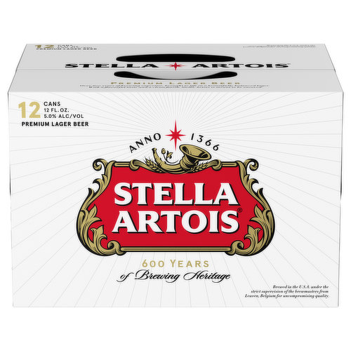 Stella Artois Beer, Lager, Premium, 12 Pack