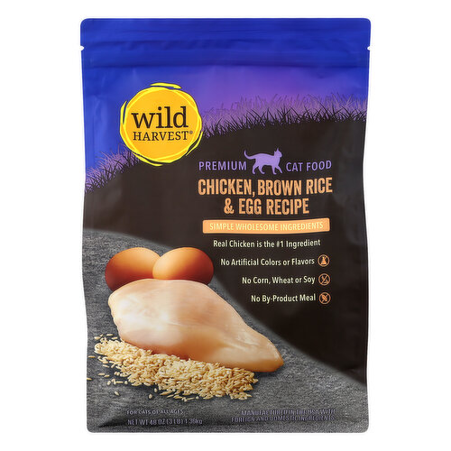 Wild Harvest Cat Food, Premium, Chicken, Brown Rice & Egg Recipe