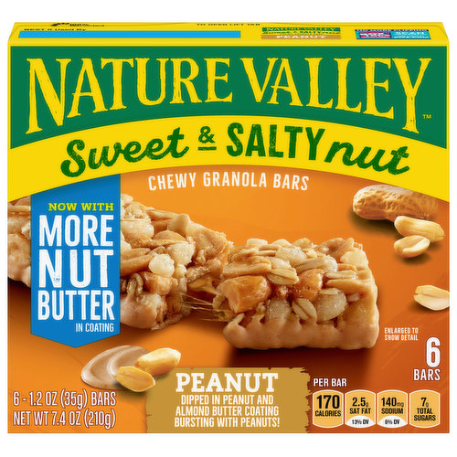Granola Bars, Chewy, Peanut, Sweet & Salty Nut, 6 Pack
