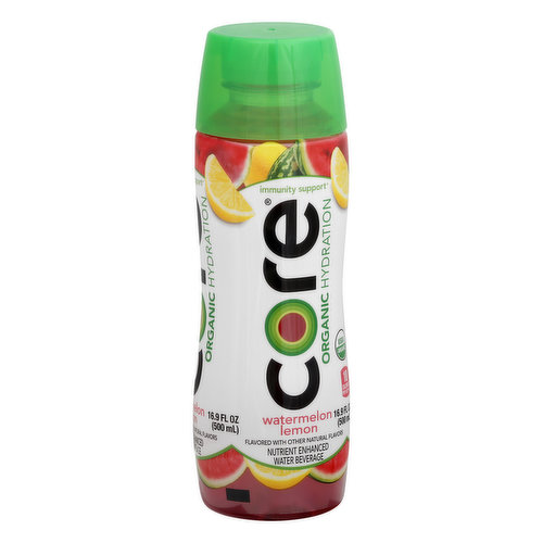 Core Water Beverage, Organic, Watermelon Lemon 16.9 Oz