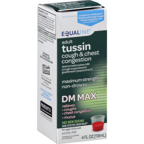 Equaline Tussin, Cough & Chest Congestion, Maximum Strength, DM Max, Adult