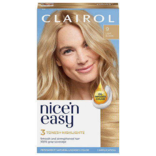 Nice’n Easy Hair Color, Permanent, Light Blonde 9