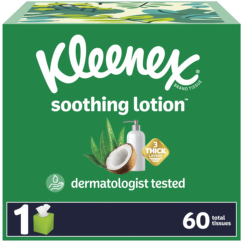 Kleenex Soothing Lotion Tissues, Coconut Oil + Aloe, 3-Ply