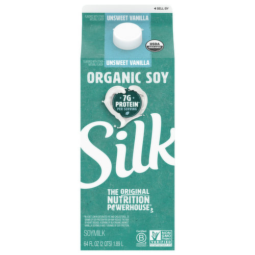 Silk Soymilk, Organic, Unsweet Vanilla