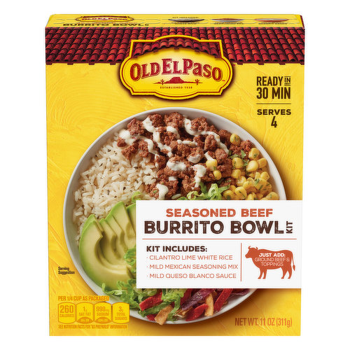Old El Paso Burrito Bowl Kit, Seasoned Beef