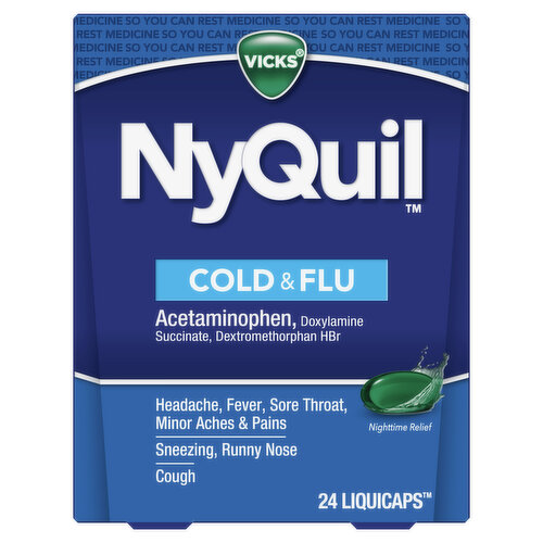 Vicks Cold & Flu Vicks NyQuil Cold & Flu, LiquiCap Over-the-Counter Medicine, 24ct