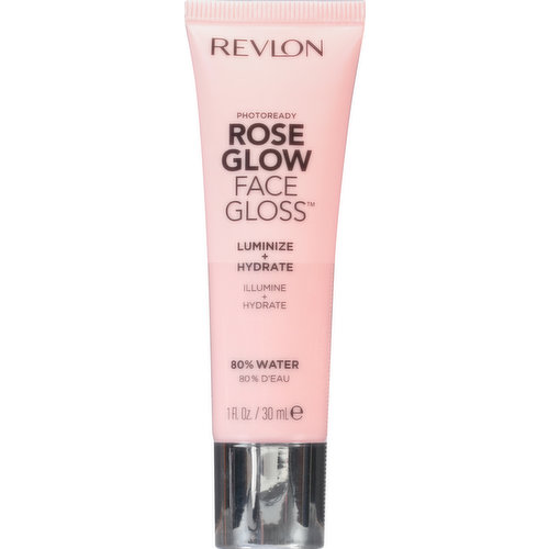 Luminize + hydrate. 80% water. Multi-use face gloss instantly illuminates and hydrates. 80% water for a refreshing feel.  revlon.com. Made in U.S.A. with U.S. and non-U.S. components.