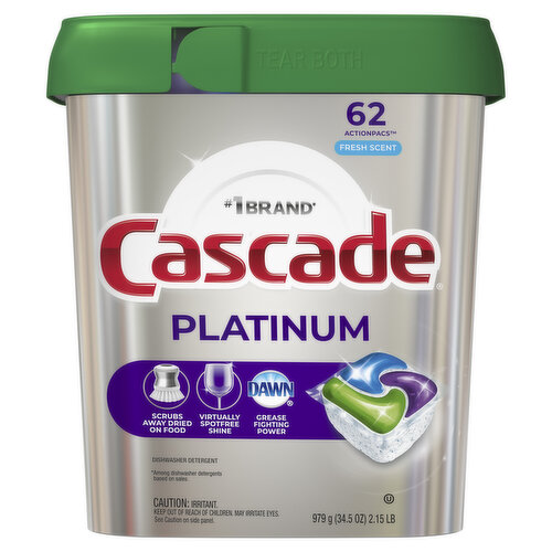 Cascade Cascade Platinum Dishwasher Pods, 62 Count