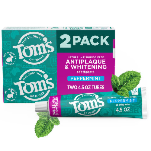 Tom's of Maine NaN Toothpaste, Peppermint, Antiplaque & Whitening, Value 2 Pack