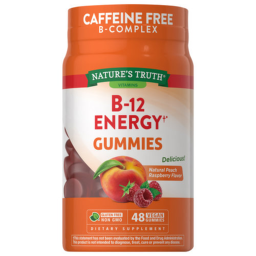 Nature's Truth B-12 Energy, Vegan Gummies, Natural Peach Raspberry Flavor