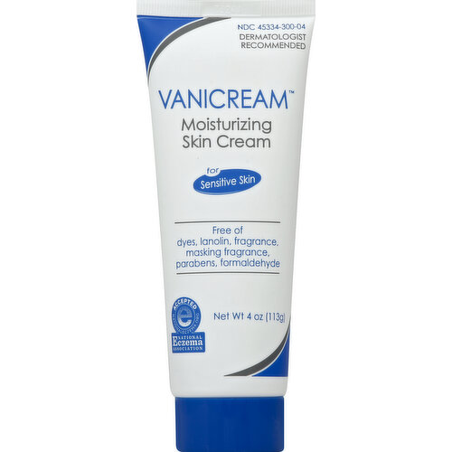 Gluten-free. Dermatologist tested. For dry, irritated or sensitive skin. A non-greasy, long-lasting moisturizing cream, Vanicream Moisturizing Cream is easy-to-spread, quickly-absorbed, and non-comedogenic (does not cause blackheads). It moisturizes the skin without exposing it to common chemical irritants found in ordinary skin care products. It is free of dyes, fragrance, masking fragrance, lanolin, parabens, and formaldehyde. Vanicream Moisturizing Cream restores and maintains a normal moisture level. It is a gentle as it is effective on even the most delicate skin. An oil-in water emulsion type vanishing cream base. Kid friendly. Free of dyes, fragrance, masking fragrance, lanolin, parabens, formaldehyde. National Eczema Association Accepted. nationaleczema.org. Facebook: Official Vanicream. For information on our other products for sensitive skin, visit www.vanicream.com or call 1-800-325-8232. Made in USA.