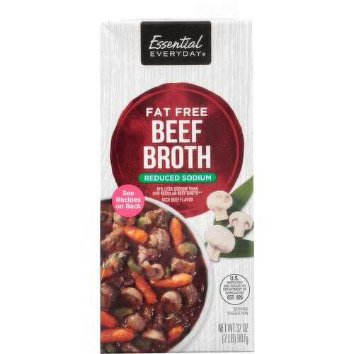 Essential Everyday Broth, Fat Free, Reduced Sodium, Beef