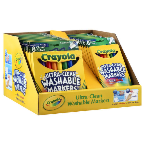 Crayola Markers, Washable, Classic Colors, Broad Line/Fine Line