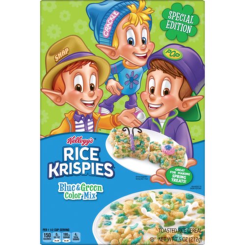 Rice Krispies Cold Breakfast Cereal, Original with Blue and Green Color Mix