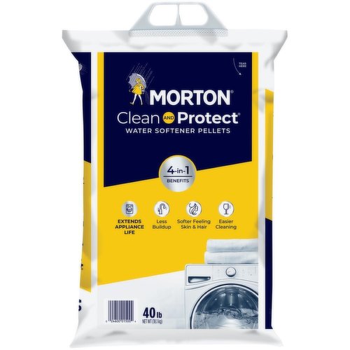 Morton Water Softener Salt prevents buildup, extending the life of pipes & appliances.