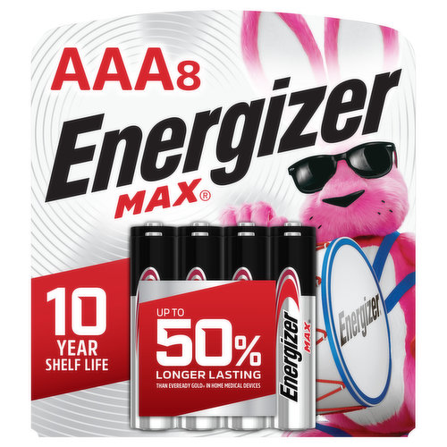 Energizer Max Batteries, Alkaline, AAA, 8 Pack