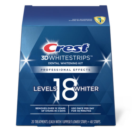 Crest Whitestrip 3d White 3D Whitestrips Professional Effects At-home Teeth Whitening Kit, 20 Treatments