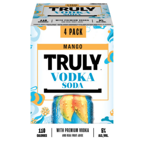 Truly Vodka Soda, Mango, 4 Pack