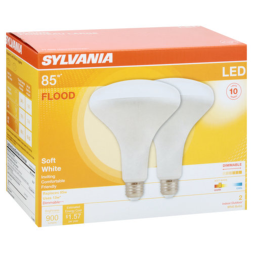 Sylvania Light Bulbs, LED, Flood, Soft White, 13 Watts