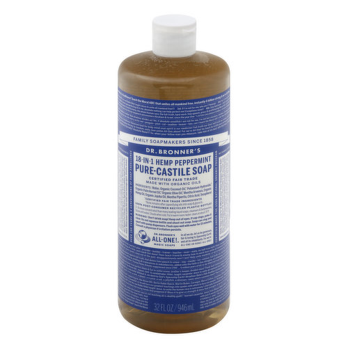 Dr Bronners Soap, Pure-Castile, 18-in-1, Hemp Peppermint