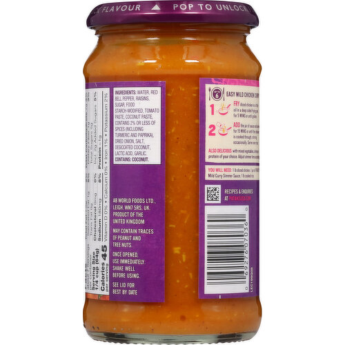 Patak's Simmer Sauce, Mild Curry, Mild