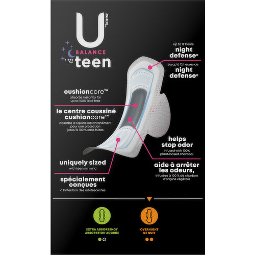 U by Kotex Teen Ultra Thin Feminine Pads with Wings, Overnight