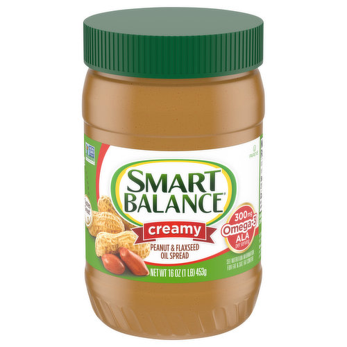 Want a peanut butter and oil blend that's bursting with flavor? Look no further than Smart Balance Creamy Peanut Butter and Oil Blend. Made with the rich flavor of roasted peanuts and the benefits of omega-3, this smooth and creamy peanut butter is great for toast, sandwiches, baking and more. It is also non-GMO Project Verified. Smart Balance: Spread the Goodness Everywhere.