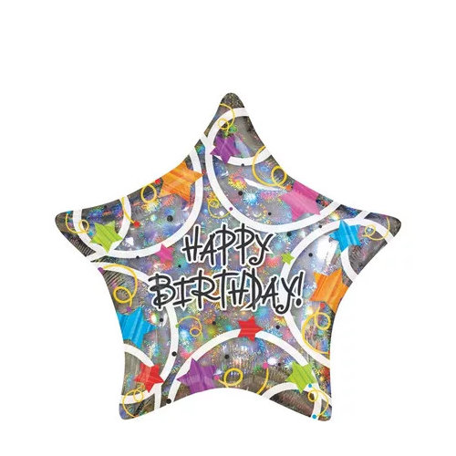 Happy Birthday Balloon, Holographic Stars