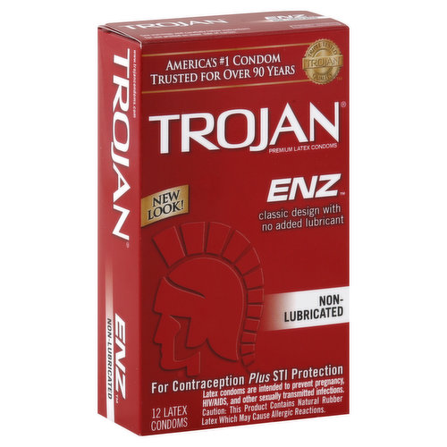 Classic design with no added lubricant. America's no. 1 condom trusted for over 90 years. Triple tested Trojan quality. For contraception plus STI protection. Latex condoms are intended to prevent pregnancy, HIV/AIDS and other sexually transmitted infections. Add your own condom-compatible lubricant. Made from premium quality latex - to help reduce the risk. Special reservoir end - for extra safety. Each condom is electronically tested - to help ensure reliability. Always insist on Trojan. Made in USA.