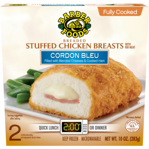 Barber Foods Barber Foods® Stuffed Chicken Breasts Cordon Bleu Fully Cooked, 2 Count