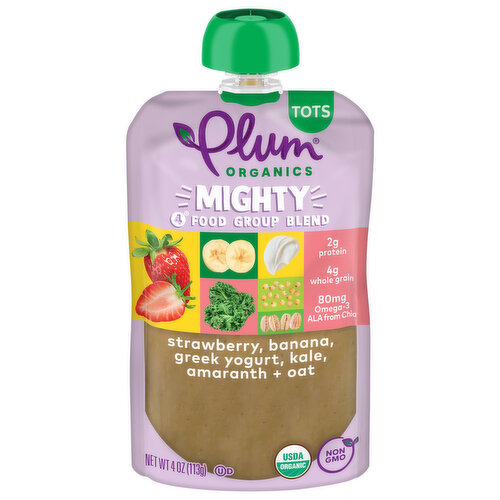 Plum Organics Mighty 4 Mighty 4® Strawberry, Banana, Greek Yogurt, Kale, Amaranth & Oat 4oz Pouch