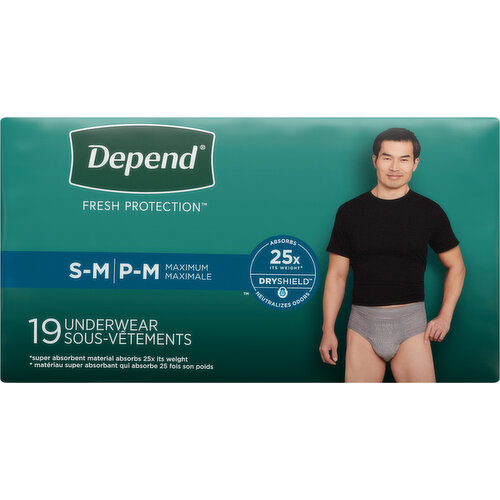 Depend Adult Incontinence Underwear for Men, Disposable, Maximum