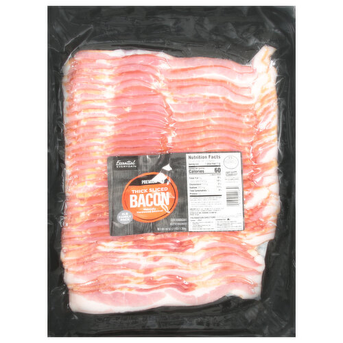 Essential Everyday Bacon, Thick Sliced, Premium, Family Pack