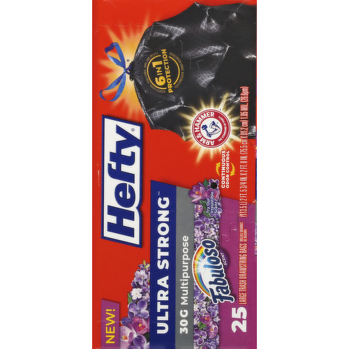 Hefty Ultra Strong Multipurpose Large Trash Bags, Black, Fabuloso Scent