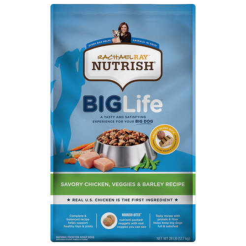 Rachael Ray Nutrish BigLife Food for Dogs, Savory Chicken, Veggies & Barley Recipe