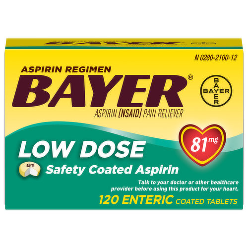 Bayer Aspirin, Low Dose, 81 mg, Coated Tablets