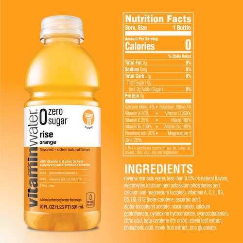 vitaminwater  Sugar Rise Orange Nutrient Enhanced Flavored Water Beverage