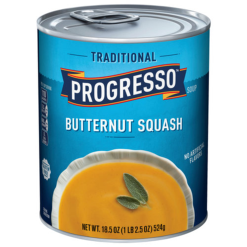 The Progresso Traditional Soups are pretty special. They're the classics. The favorites. All made with quality ingredients and years of practice to get it just right. This Traditional Butternut Squash Soup is gluten free and has No Artificial Flavors or Colors from Artificial Sources and is Vegetarian.