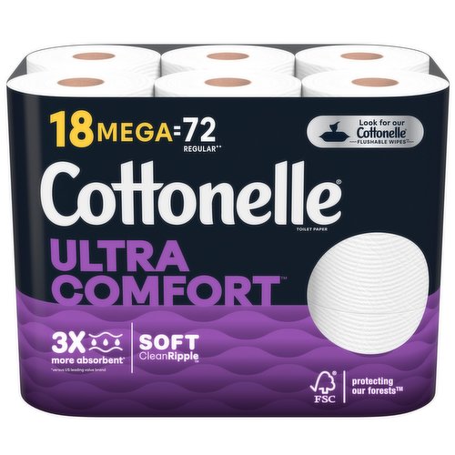 Cottonelle Ultra Comfort Toilet Paper, Ultra Comfort, Mega Rolls, 2-Ply