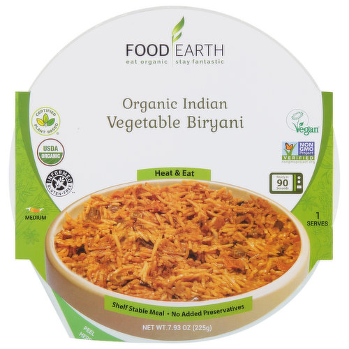 Food Earth Vegetable Biryani, Organic, Indian