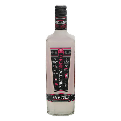 Pink lemonade flavored vodka. Barstool sports. Spittin chiclets. What a legend . Not a big deal. 5x distilled. The spittin chiclets crew has taken over New Amsterdam vodka to create a spirit inspired by Ryan Whitneys favorite drink award-winning New Amsterdam vodka mixed with fresh pink lemonade. The result is an exceptionally smooth. Great-tasting pink lemonade flavored vodka. Certified color added. newamsterdamspirits.com. Contact Us: 877-879-2446. 30% alc by vol. 60