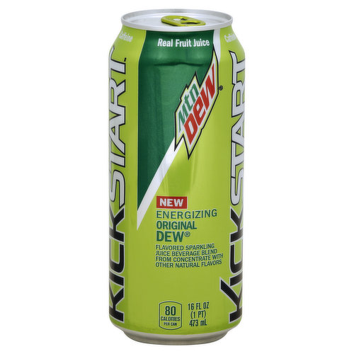 Mountain Dew Kick Start Sparkling Juice, Energizing, Original Dew