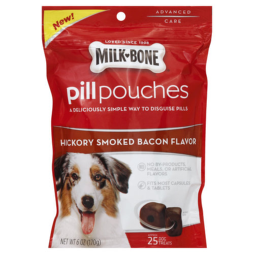 Milk-Bone Advanced Care Dog Treats, Hickory Smoked Bacon Flavor, Pill Pouches