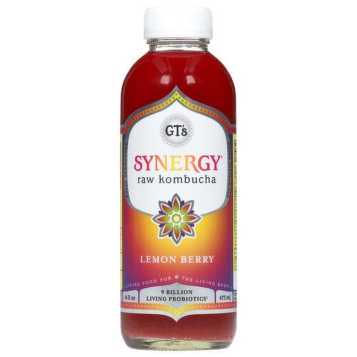 GT's Synergy Kombucha, Raw, Lemon Berry