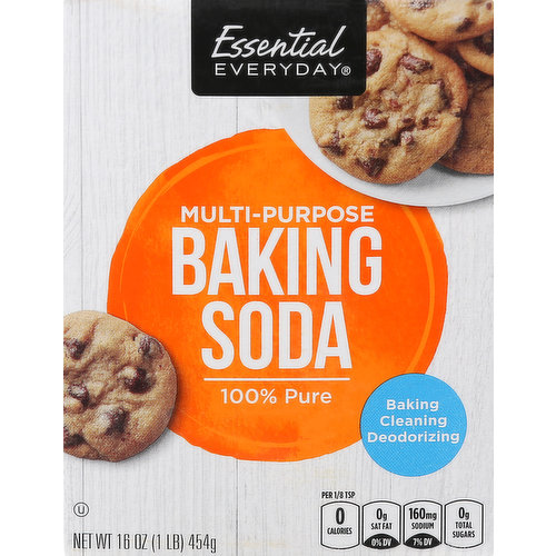 Per 1/8 tsp: 0 calories; 0 g sat fat (0% DV); 160mg sodium (7% DV); 0 g total sugars. Gluten free. Baking cleaning deodorizing. Great product at a price you'll love - that's Essential Everyday. Our goal is to provide the product your family wants, at a substantial savings versus comparable brands. We're so confident that you'll love Essential Everyday, we stand behind our product with a 100% satisfaction guarantee. 100% Quality Guaranteed: Like it or let us make it right. That's our quality promise. essentialeveryday.com.