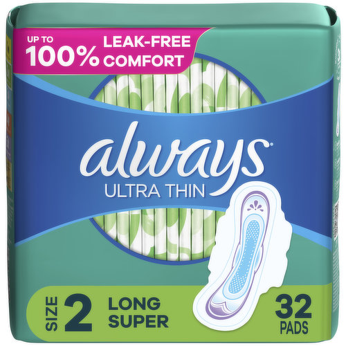 Always Ultra Thin Always Ultra Thin Pads with Wings, Size 2, 32