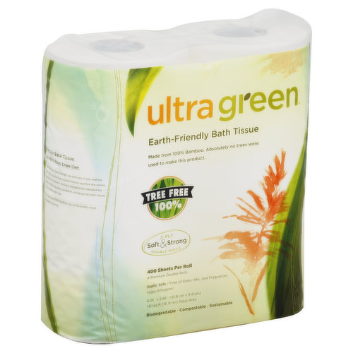 Ultra Green Bath Tissue, Earth-Friendly, Double Rolls, 2- Ply