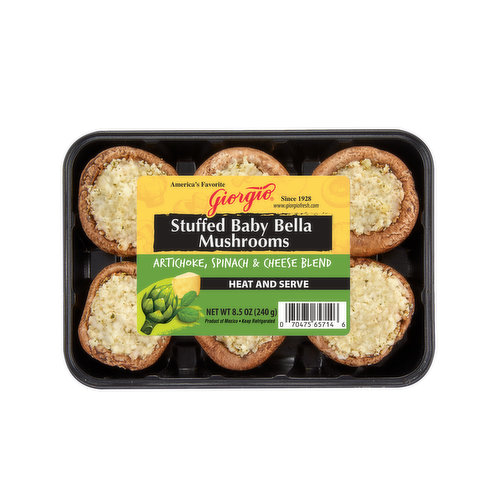 Giorgio Stuffed Baby Bella Mushrooms, Artichoke, Spinach & Cheese Blend