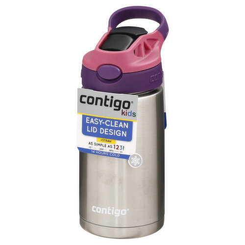 Contigo Kids Stainless Steel Water Bottle with Redesigned AUTOSPOUT Straw  Lid Eggplant and Punch, 13 fl oz. 